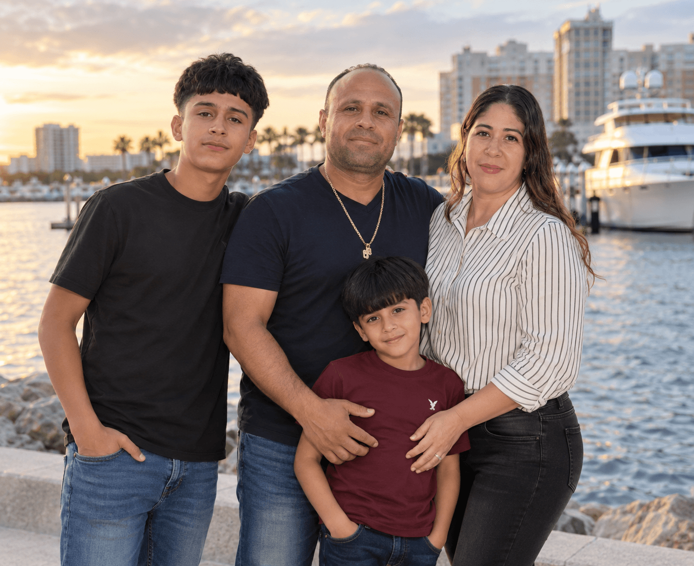 Nelvin Rivera with his family, owner of Multiservices Belloso LLC in Bradenton, Florida